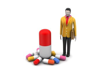 evrak çantası ile 3D iş adamı