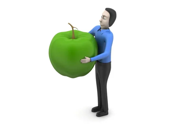 Man Apple White Background — Stock Photo, Image