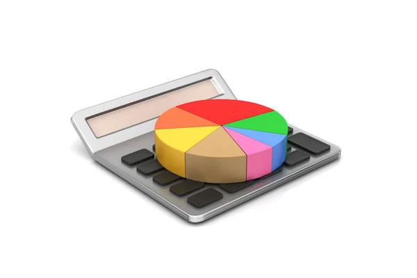 Calculadora Con Gráfico Circular Fondo Blanco — Foto de Stock