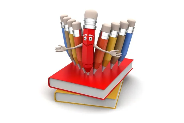 Beyaz Arka Plan Üzerinde Eğitim Kavramı Izole Renkli Kalemler Yığını — Stok fotoğraf
