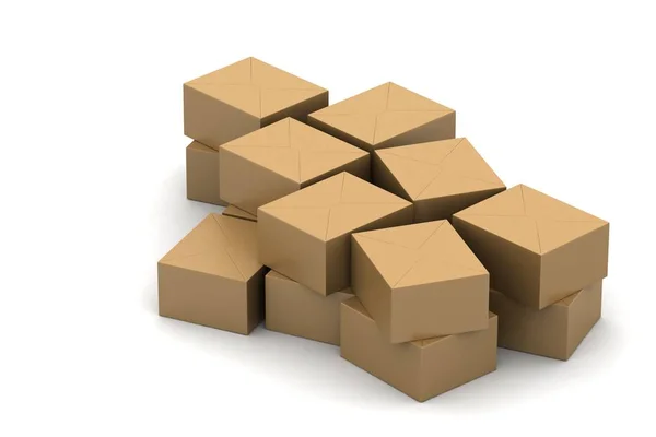 Export Concept Boxes White Background — Stock Photo, Image
