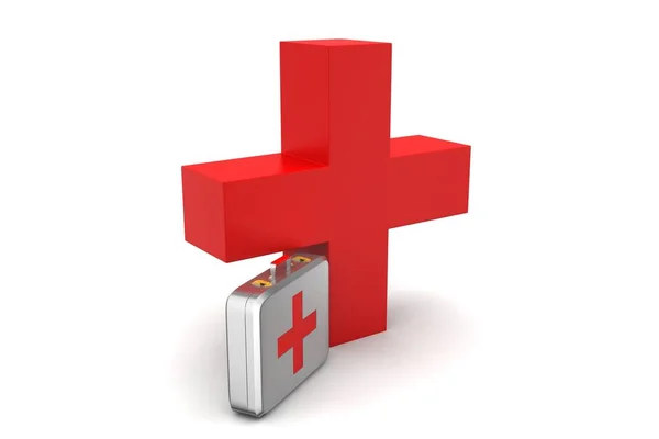 Rendering First Aid Kit Cross — Stock Photo, Image