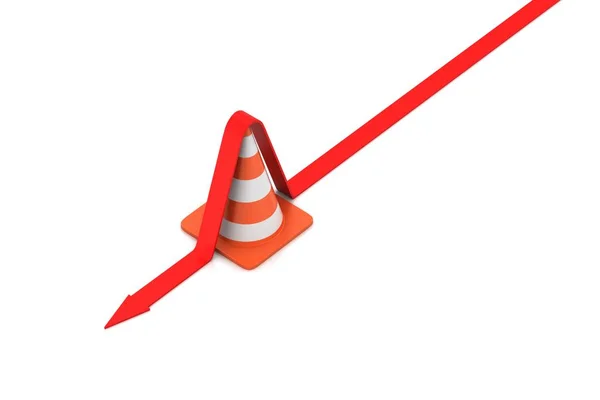 Traffic Cone Arrow White Background — Stock Photo, Image