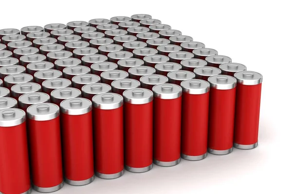 Baterias Vermelhas Fundo Branco — Fotografia de Stock