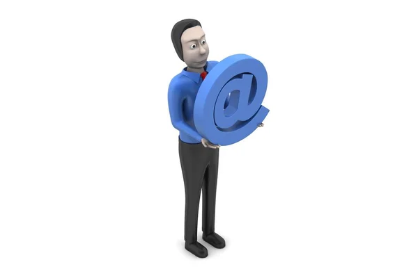 Email Segno Con Uomo Sfondo Bianco — Foto Stock