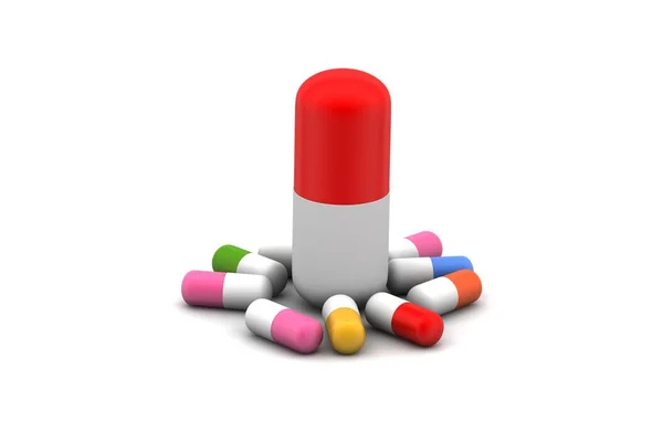 Renderização Muitas Pílulas Segundo Plano — Fotografia de Stock