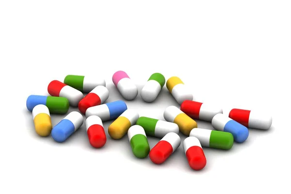 Renderização Muitas Pílulas Segundo Plano — Fotografia de Stock