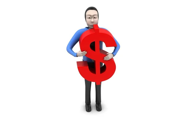 Dollar sign with man in white background