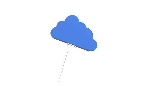 Renderização Sinal Nuvem Azul — Fotografia de Stock