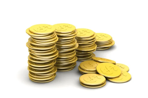 Gold Coins White Background — Stock Photo, Image