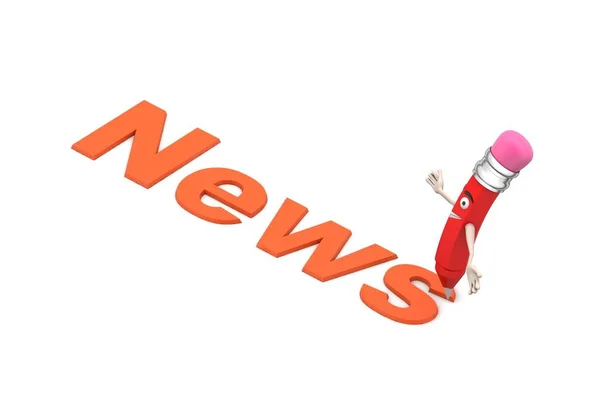 Rendering Van Rood Potlood Nieuws Concept — Stockfoto