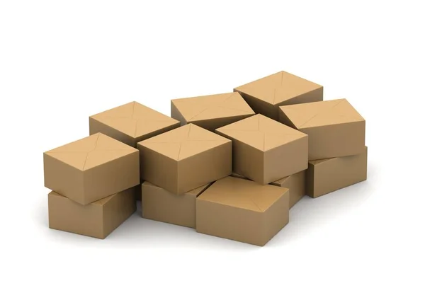 Concepto Exportación Con Cajas Sobre Fondo Blanco —  Fotos de Stock