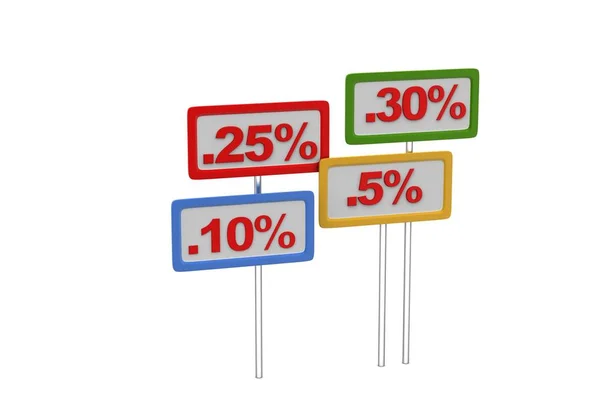 Discount rate in placard in white background