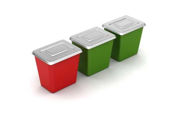 プラスチック色の容器の3Dレンダリング — ストック写真