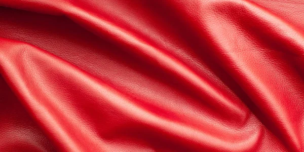 Red leather background, crumpled, volumetric, empty blank — Stock Photo, Image