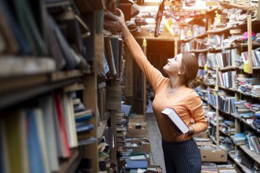 kız öğrenci eski kütüphanede edebiyat arıyor, o kitaplık bir kitap alır, bir kadın arşivlerde bilgi arıyor