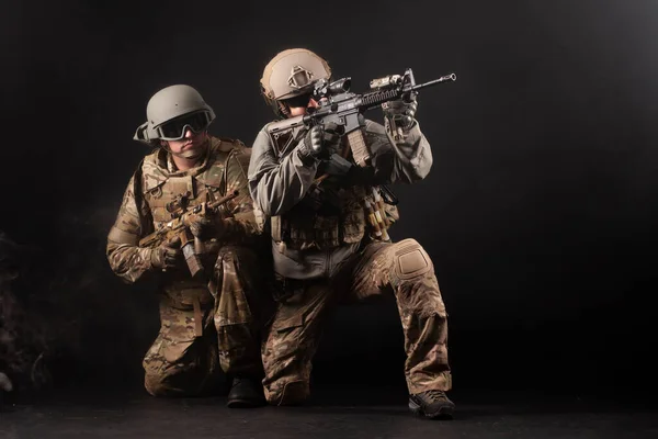 Forze Speciali Americane Missioni Speciali Notte Due Ranger Equipaggiamento Militare — Foto Stock