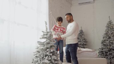 Yeni yılda oğluyla birlikte Afrika kökenli Amerikalı bir adam Noel ağacını oyuncaklarla süslüyor ve Noel 'i evde kutluyor. Babası çocuğun yeni yıl atmosferini hazırlamasına yardım ediyor.