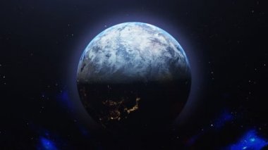 Uzay ve gezegen saklanıyor Aya Earth 3D render