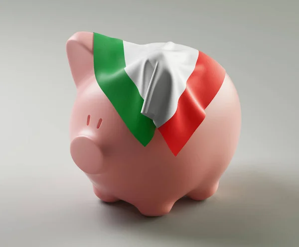 Spargris Med Italiensk Flagg Den Render Illustration — Stockfoto