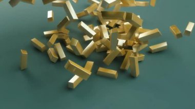 Altın külçelerini sonbahar tablo, para, 3d render 