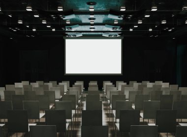 Toplantı Salonu, sinema, 3d render illüstrasyon