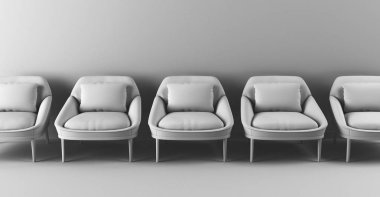 Sandalyeler, 3d render illüstrasyon