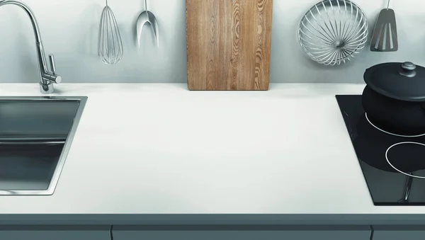 Порожня Кухонна Стільниця Коктейль Візуалізація — стокове фото