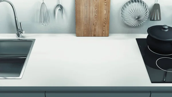 Cocina Vacía Cocción Renderizado — Foto de Stock