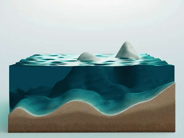 Ground and water layers, 3d rendering