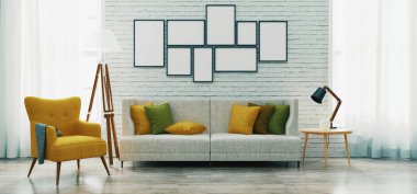 oturma odası, 3d rendering