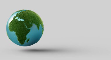 Yeşil gezegen, ekoloji, yeşil dünya, 3d render illüstrasyon