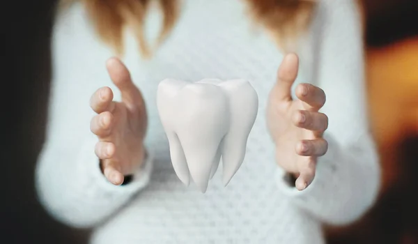 Cure Dentali Denti Portata Mano — Foto Stock