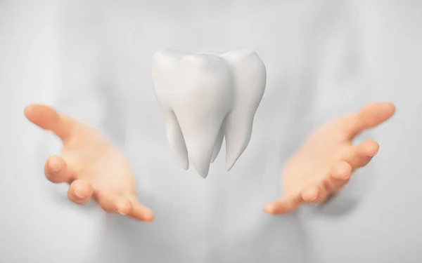 Soins Dentaires Dent Portée Main — Photo