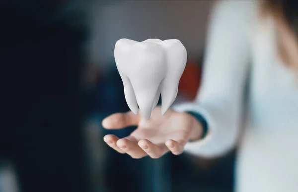 Догляд Зубами Зуб Під Рукою — стокове фото