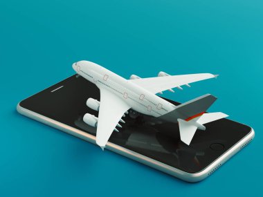 Akıllı telefon, seyahat konsepti, 3d render