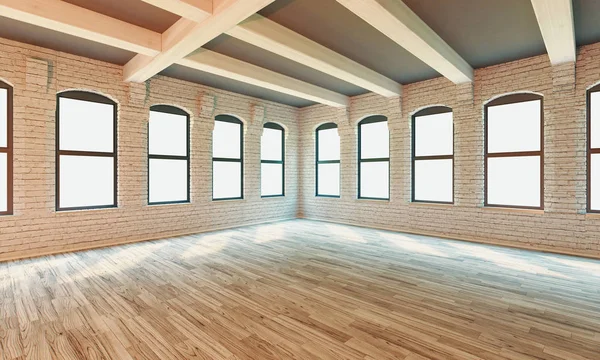 Klassieke wand interieur en modern frame met parket, lege ruimte, 3D-rendering — Stockfoto
