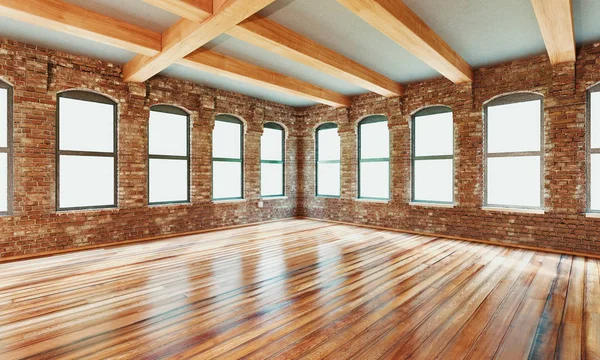 Klassieke wand interieur en modern frame met parket, lege ruimte, 3D-rendering — Stockfoto