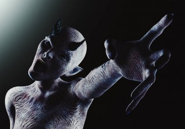 Başka bir gezegenden yaratık, garip yaratık veya zombi, 3d render