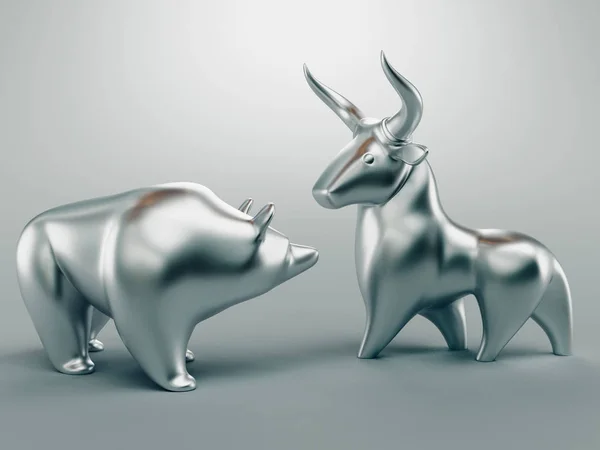 Boğa ve ayı, finans kavramı, 3d render
