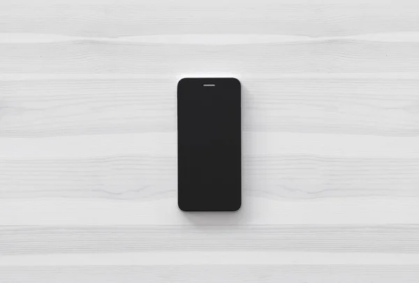 Smartphone moderno color negro con pantalla en blanco aislado sobre fondo brillante. renderizado 3d — Foto de Stock