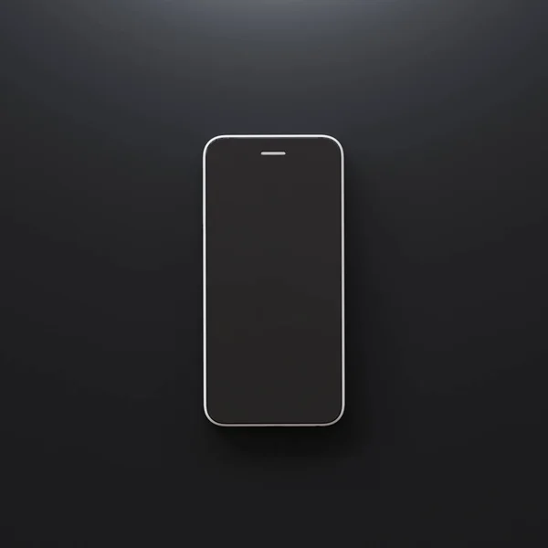 Warna hitam smartphone modern dengan layar kosong diisolasi pada latar belakang hitam. Rendering 3d — Stok Foto