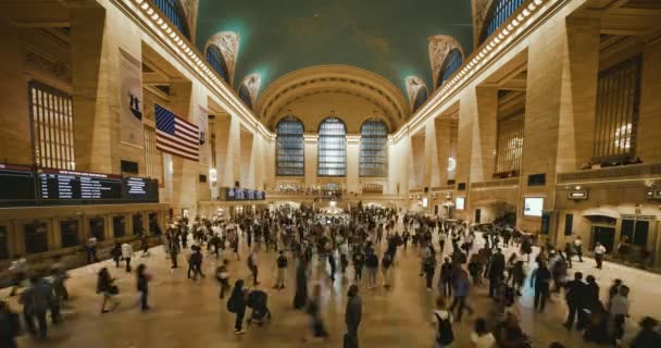 New York City, Usa - 1 oktober 2019 Time Lapse of Tourist People Promenad på Grand Central Station i New York City Day. 4k — Stockvideo