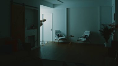 Korkunç bir yaratığın korku sahnesi. 3d oluşturma