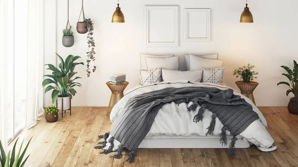 Interior design di lusso. Camera da letto moderna. rendering 3d — Foto Stock