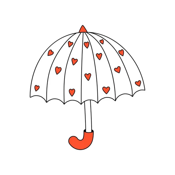 Белый Зонтик Красным Сердцем Держателя — стоковый вектор