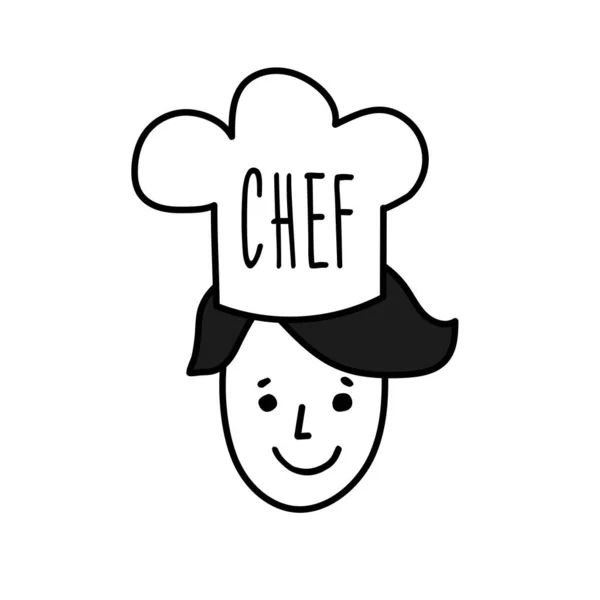 Portrait Man Cook Hat Chef — Stock Vector