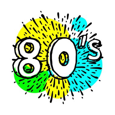 80 'ler. Seksenler. Parlak arkaplandaki yazıt.