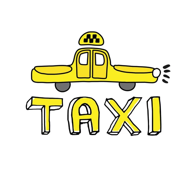 Taxi Máquina Amarilla Con Imagen Las Damas — Vector de stock