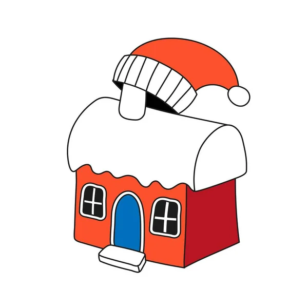 Toy House Cap Santa Claus Christmas — Stock Vector